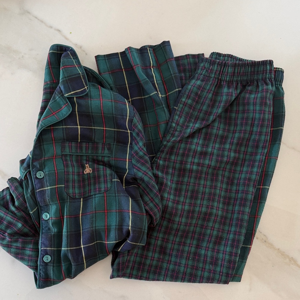 GAP Kids Plaid Pajama Set in Green and Blue